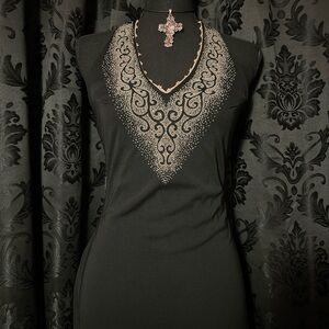 Rampage Black High Low Dress with Silver Accents